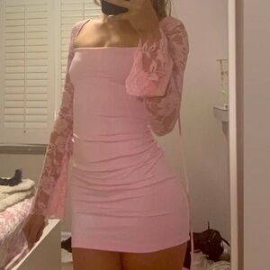 Lucy in the sky floral long sleeve dress in pink